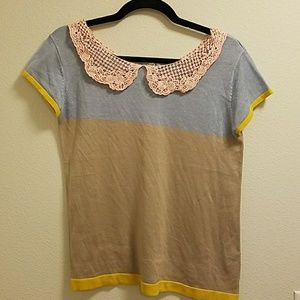 multi colored peter pan collar shirt